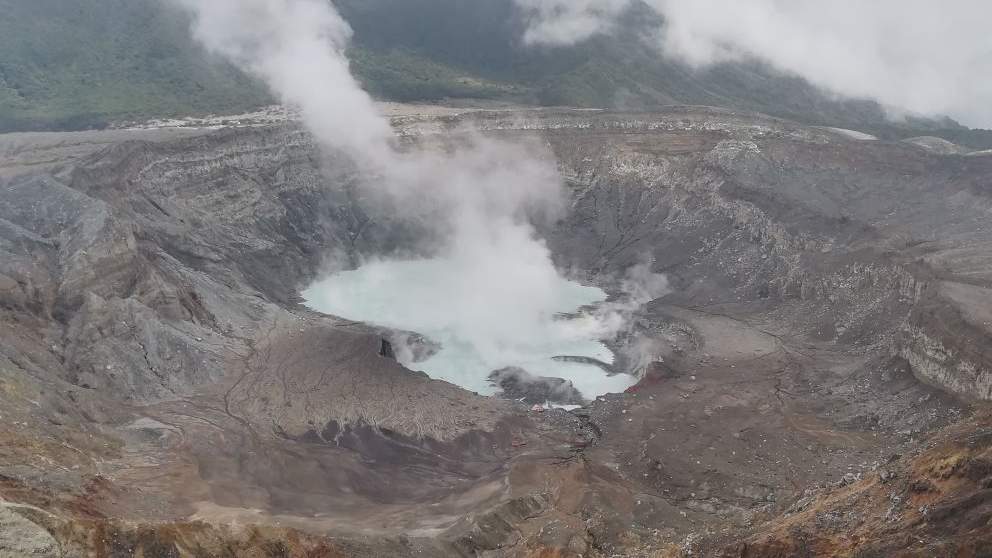 Cratère Principal du Volcan Poas Cratère Fumeroles Activité Volcanique Volcan Poas Lac Acide Sulfurique