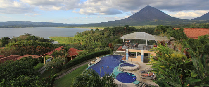 Linda Vista Norte - Vue aérienne Hotel Linda Vista Norte Arenal La Fortuna El Castillo Volcan Vue aérienne Piscine