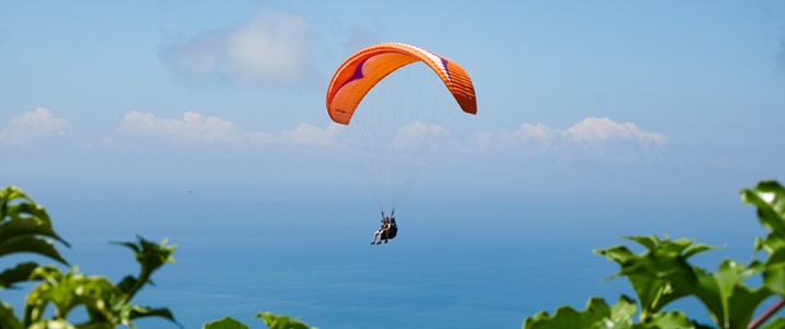 parapente, bleu, voler, vol, instructeur, libre, liberté, océan