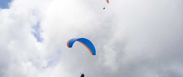 parapente, bleu, voler, vol, instructeur, libre, liberté, océan