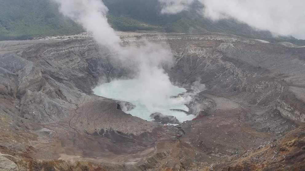 Cratère Fumeroles Activité Volcanique Volcan Poas Lac Acide Sulfurique