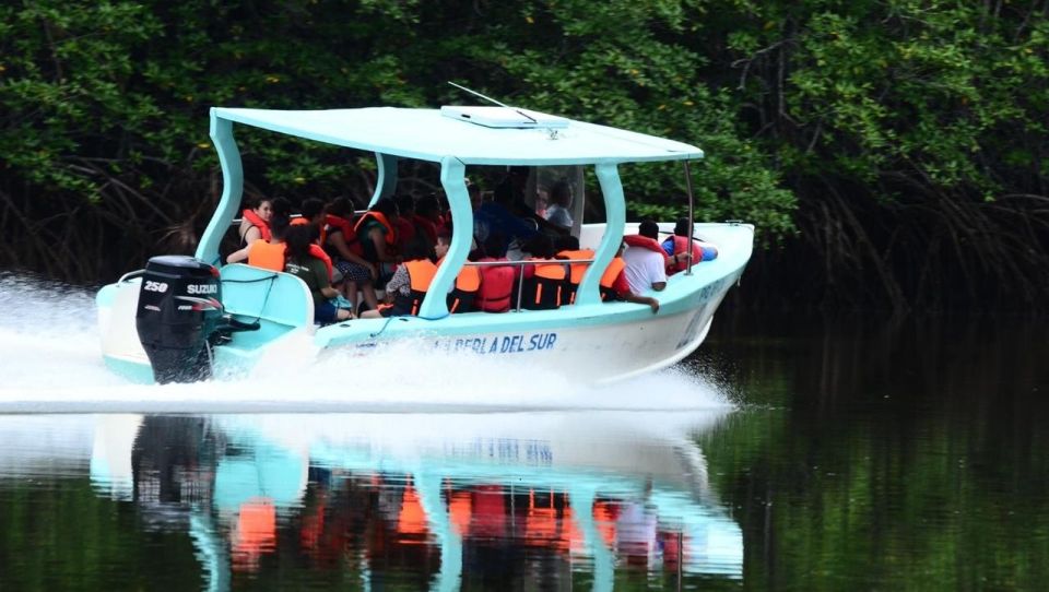 Bateau navigant avec des voyageurs sur le rio Sierpe