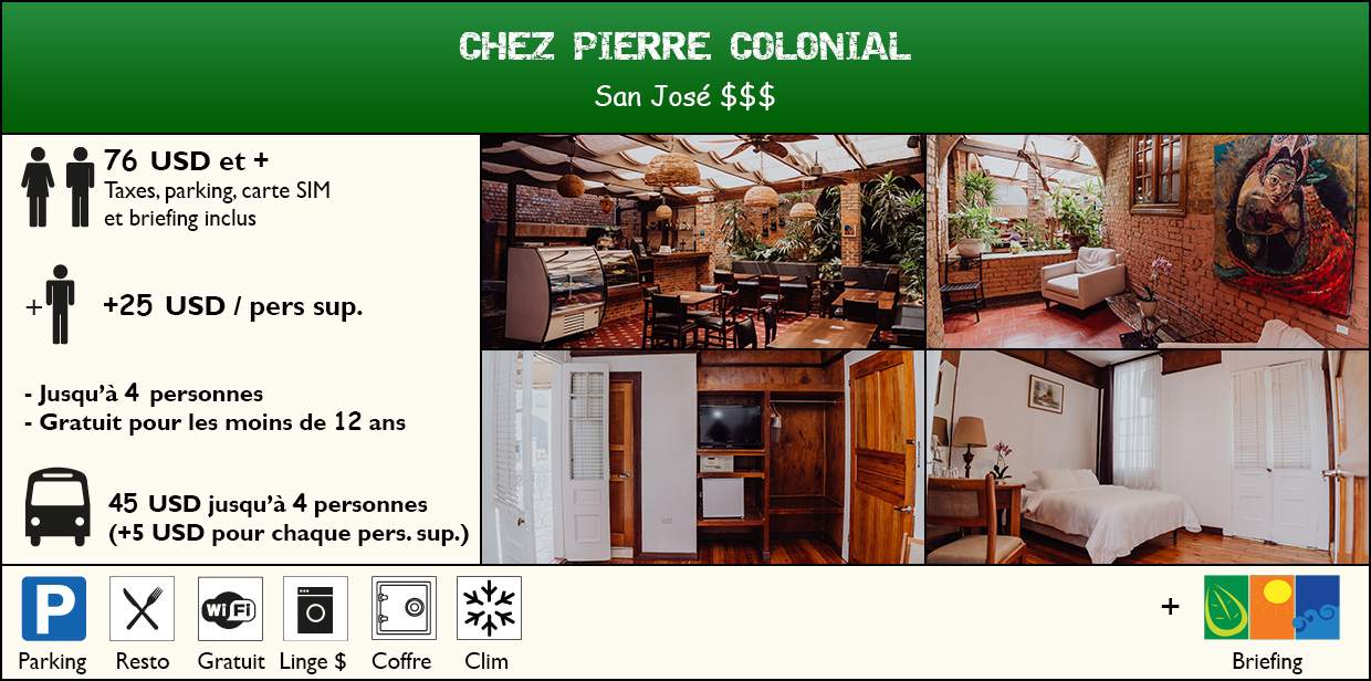 Chez Pierre Colonial Bois Parquet 73 USD petit dejeuner taxes parking et briefing inclus chambre standard uniquement jusqu'à 2 par chambre gratuit pour les -12ans