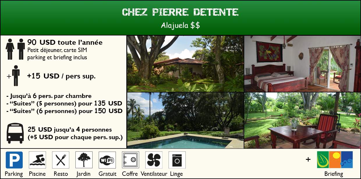 Chez Pierre Detente Calme Nature Famille 70 USD toute l'année petit déjeuner taxes parking et briefing inclus +10USD/Personne supplementaire jusqu'à 6 par chambre rgatuit pour les moins de 2 ans suites pour 110USD