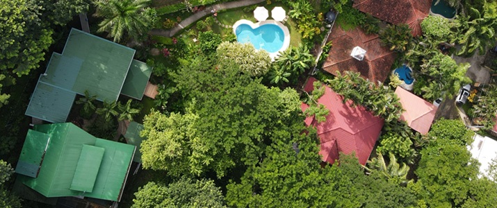 Entre Dos Aguas vue aérienne vue, aérien, piscine, nature, ensemble