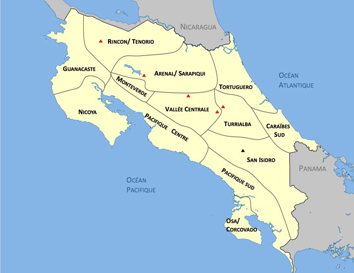 Carte Regions Costa Rica